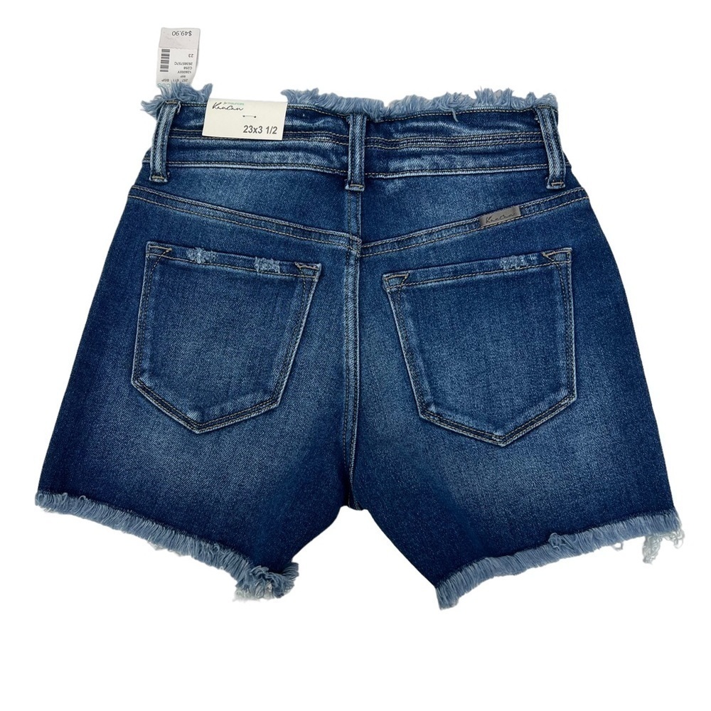 NWT KanCan Women’s High-Rise Blue Jean Shorts Sz 23 (0) Frayed Hems & Waist - Picture 2 of 11